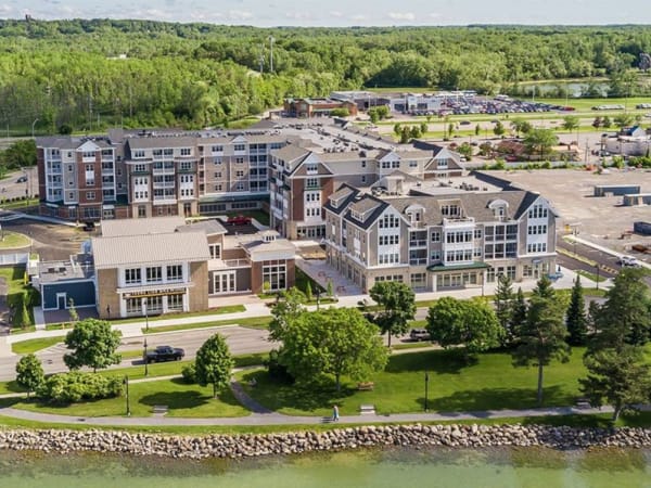 Aerial view of our waterfront community at Pinnacle North Apartments in Canandaigua, New York