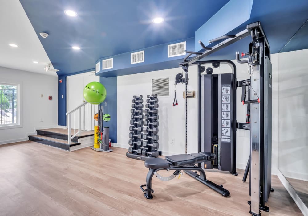 Community gym and fitness center at Eagle Rock Apartments at West Springfield in Springfield, Virginia