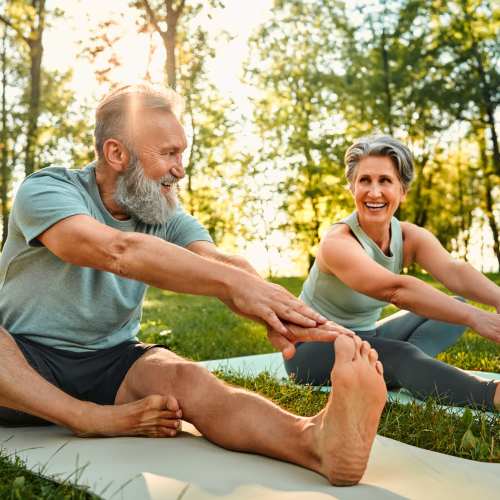 Resident couple doing workout at Rowland Heights, California near The Villas at Rowland Heights