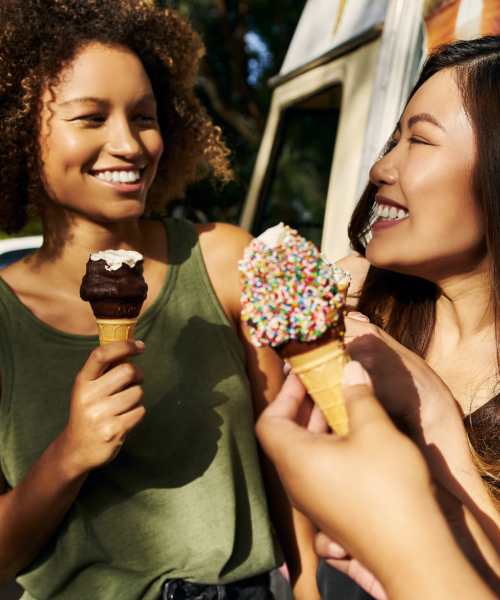 Resident student having ice-cream near Pheasant Run Townhomes in Harrisonburg,Virginia