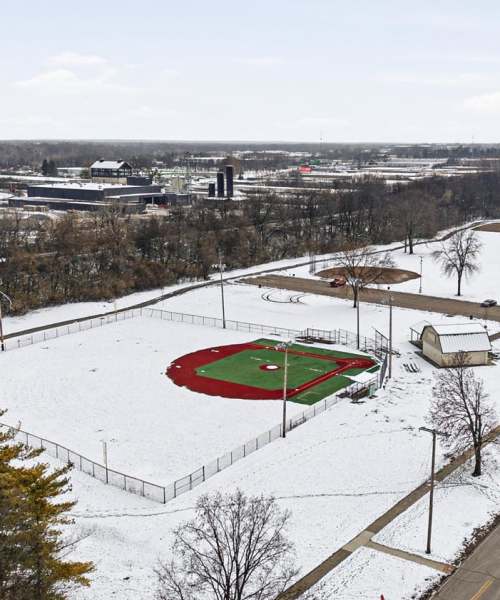 A baseball court near Granville Woods Lofts II in Columbus, Ohio