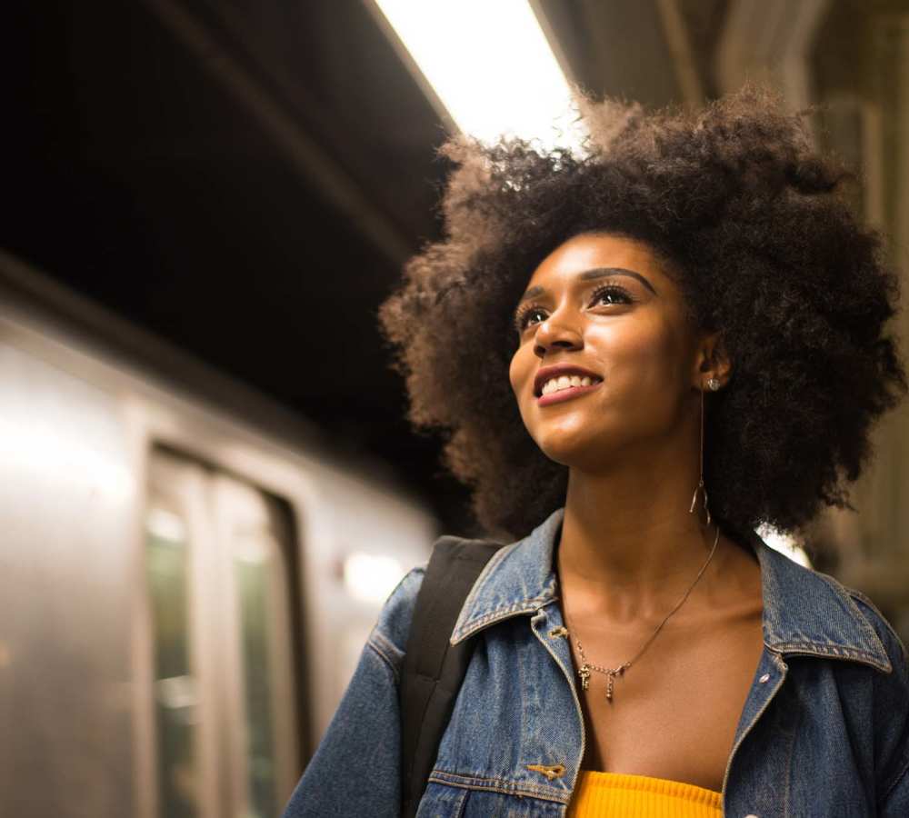 Resident catching the subway near Titan Court in Eugene, Oregon 