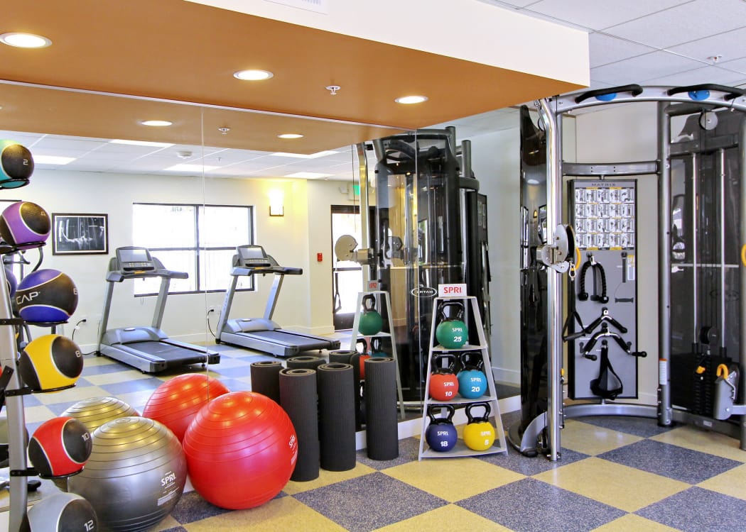 Well-equipped fitness center at IMT Magnolia in Sherman Oaks, CA