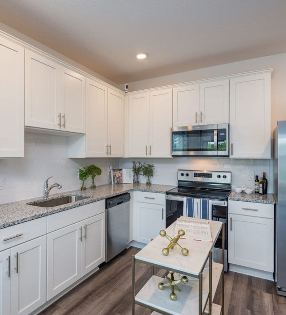 Spacious kitchen with stainless-steel appliances at Artisan Living Bella Citta in Davenport, Florida