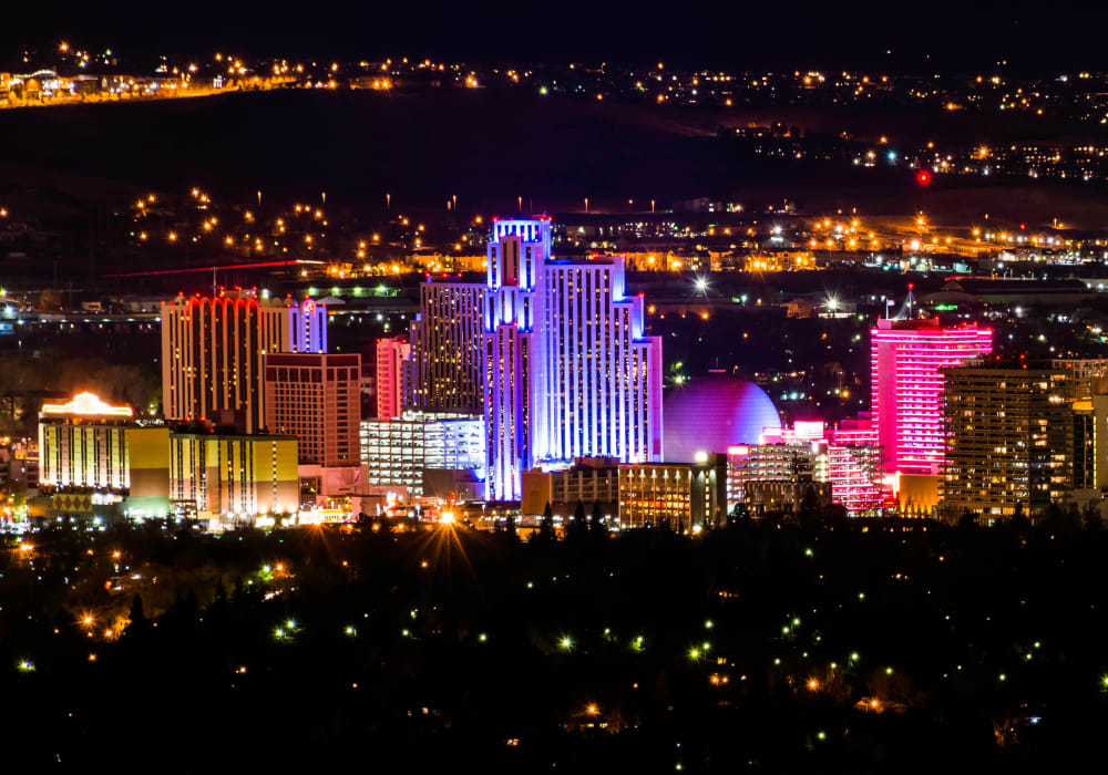 Vegas glowing at night at Northwind Apartments in Reno, Nevada