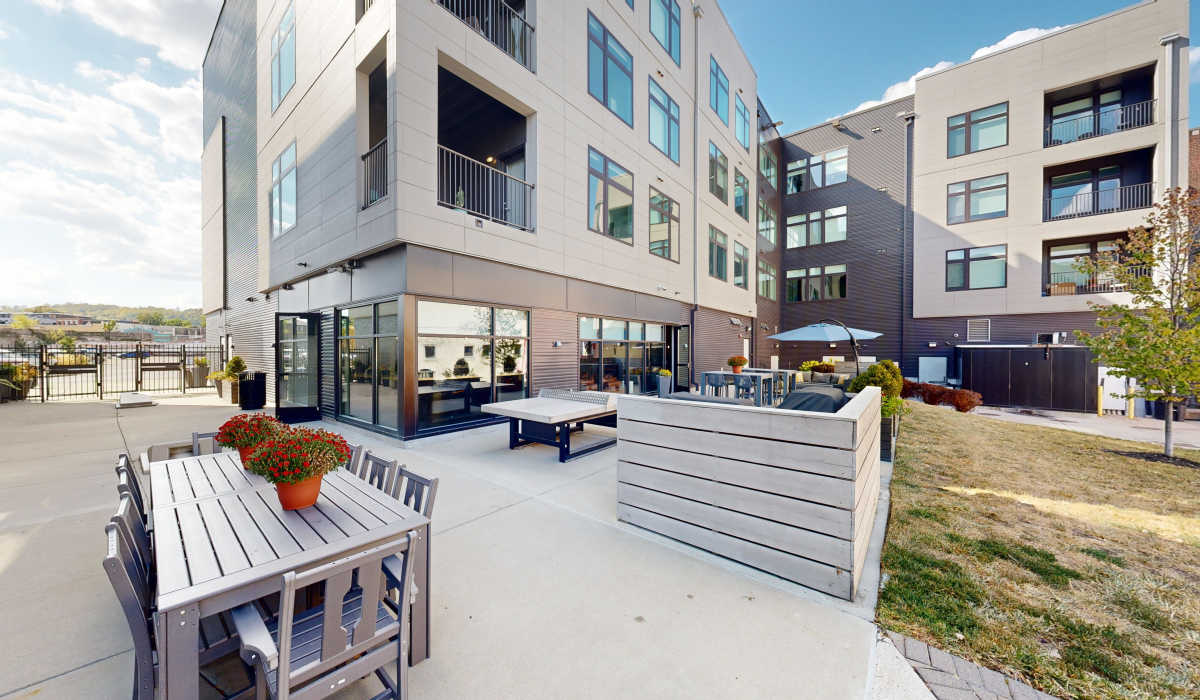 Residential party patio at Duveneck Square in Covington, Kentucky