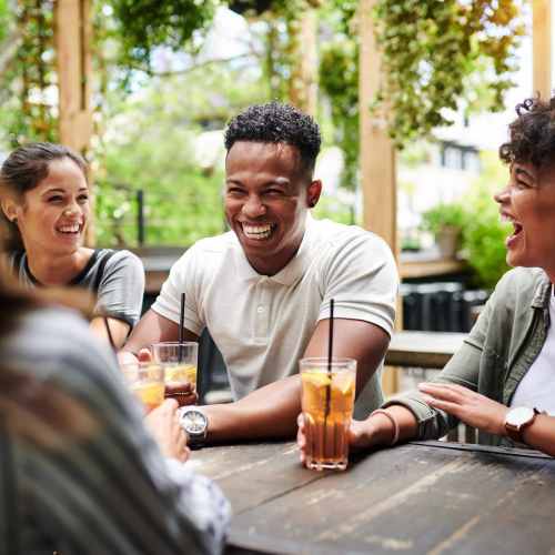 Friends at a cafe near Artisan Living Mills River in Mills River, North Carolina