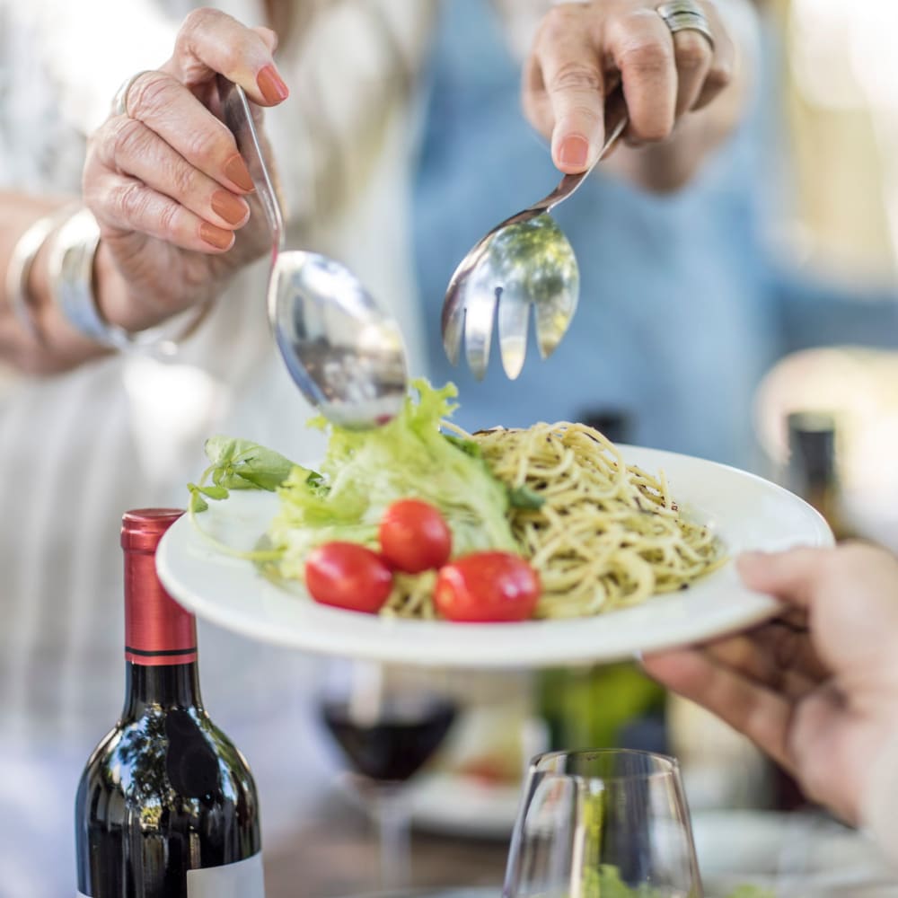 Plating a healthy meal at The Vistas Assisted Living and Memory Care in Redding, California