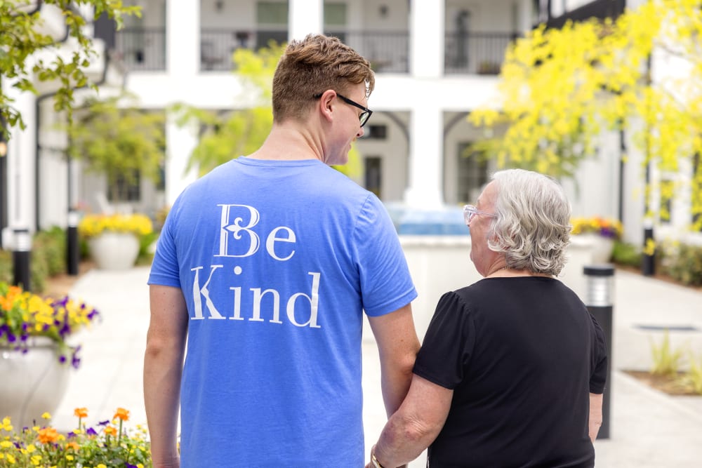 Resident and caregiver at The Blake at Miramar Beach in Miramar Beach, Florida