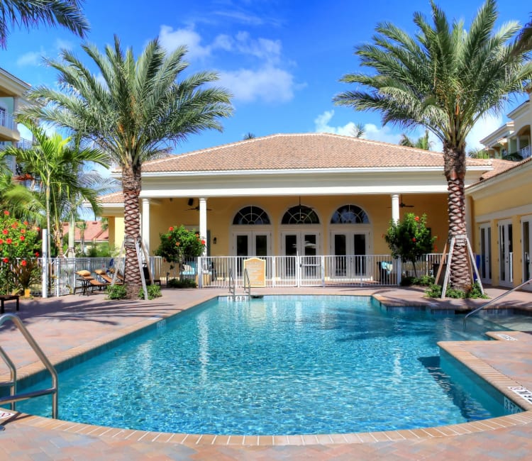 Resort-style swimming pool at Riverwalk Pointe in Jupiter, Florida
