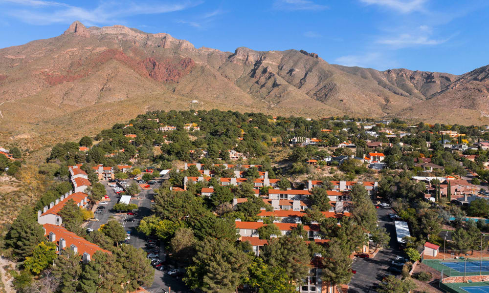Drone shot of  Mountain Village in El Paso, Texas