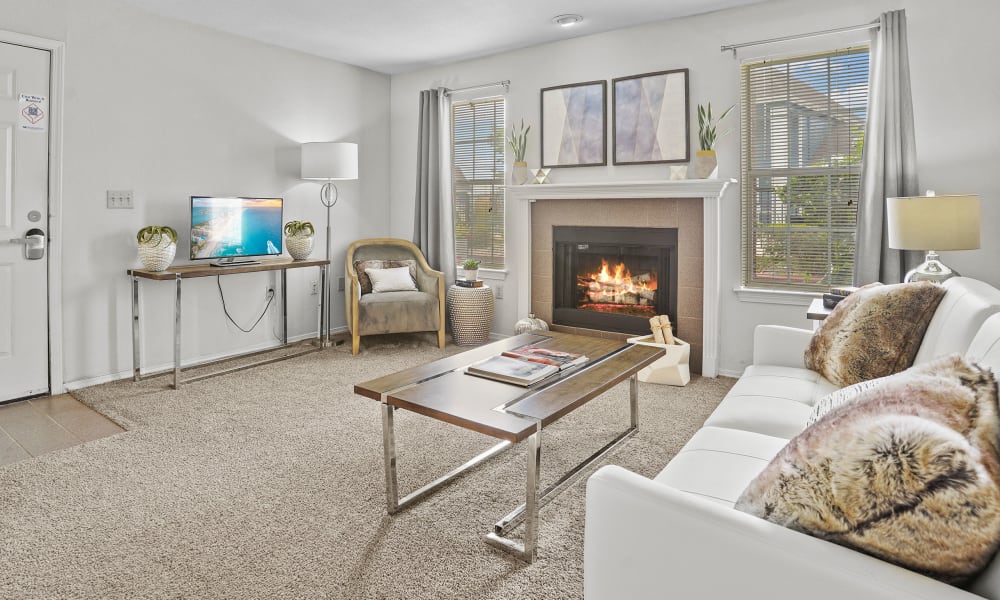 Living room with couches at The Remington Apartments in Wichita, Kansas