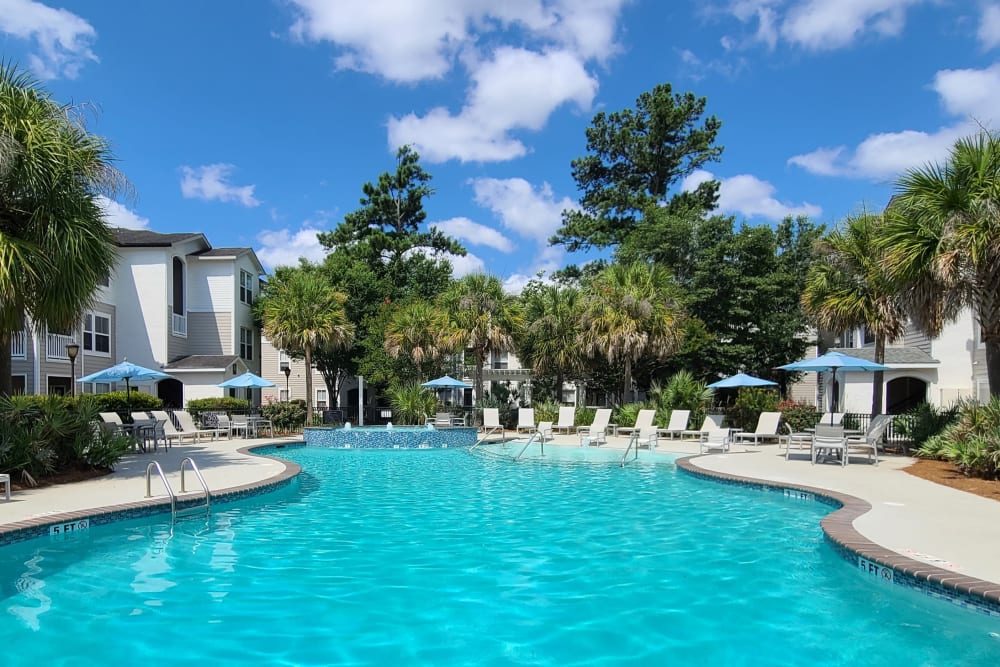 Sparkling pool at Ingleside Apartments in North Charleston, South Carolina