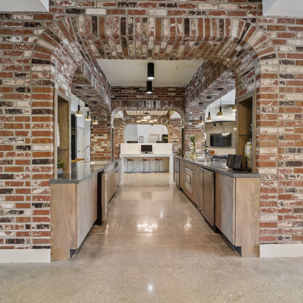 Clubhouse and kitchen at Penn Circle in Carmel, Indiana