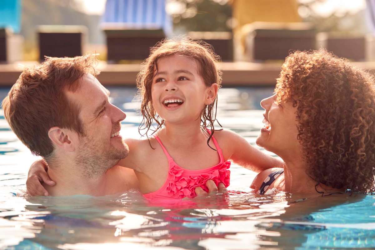 Resident family enjoys some pool time at Century Travesia, Austin, Texas