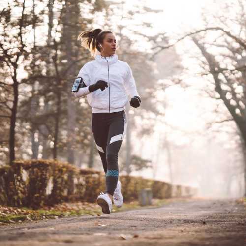 A woman on a run near Copper Range in Colorado Springs, Colorado