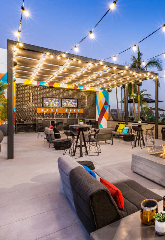 Beer garden at The George Apartment Homes in Anaheim, California
