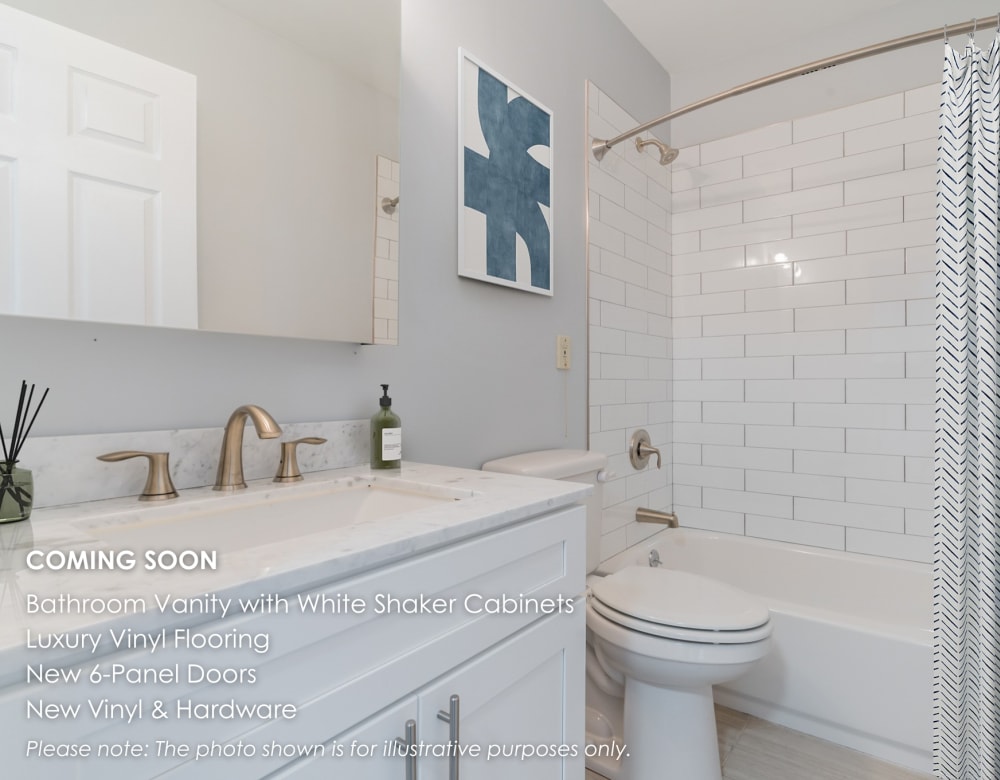 Photo of a renovated bathroom with new appliances coming soon to Riverbend at Wappingers Falls in Wappingers Falls, New York
