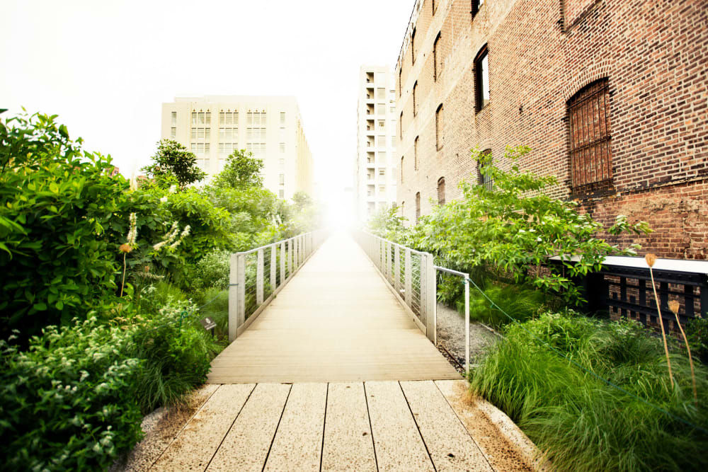 The Chelsea high line near London Terrace Gardens in New York, New York