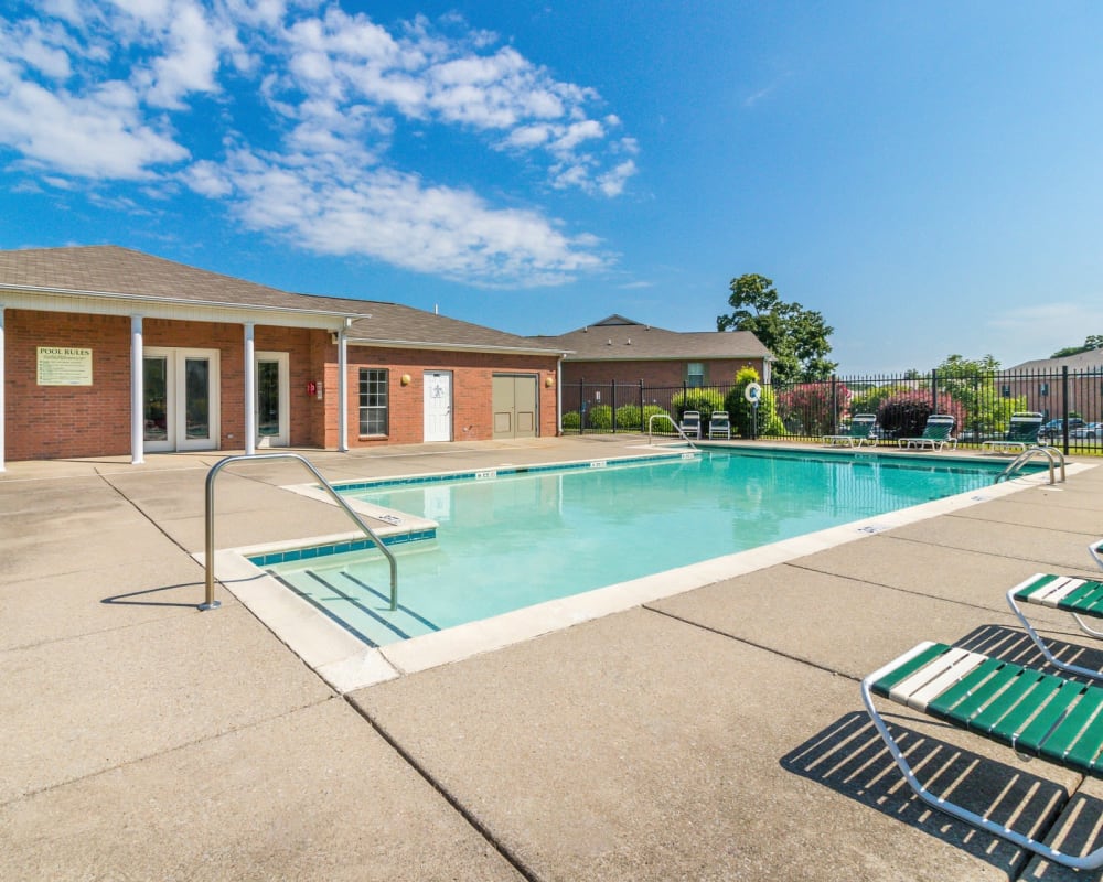 The gated pool at The Flats at Lancaster in Clarksville, Tennessee