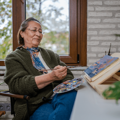 Resident painting at Coral Plaza,Margate, FL