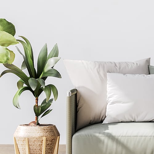 A furnished living room at Santo Terrace in San Diego, California