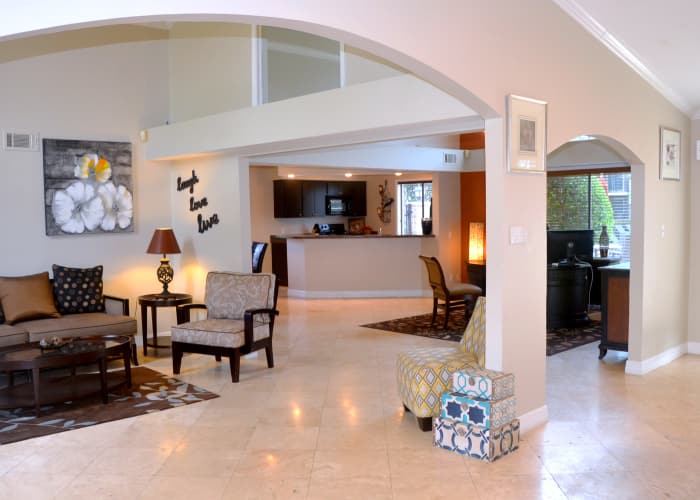 Clubhouse interior at The Belmont in Grand Prairie, Texas