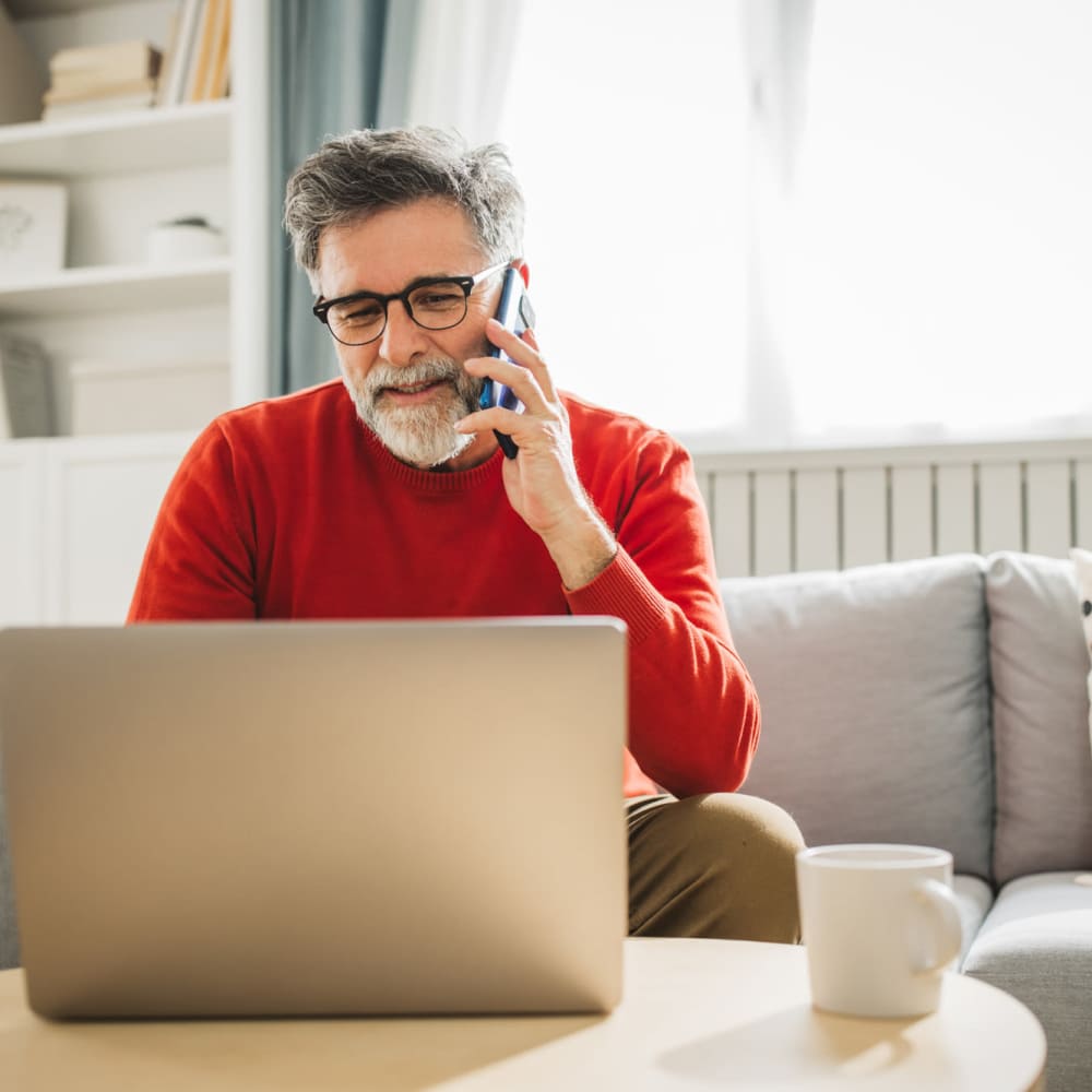 Resident in his apartment home at Mirandela in Rancho Palos Verdes, California