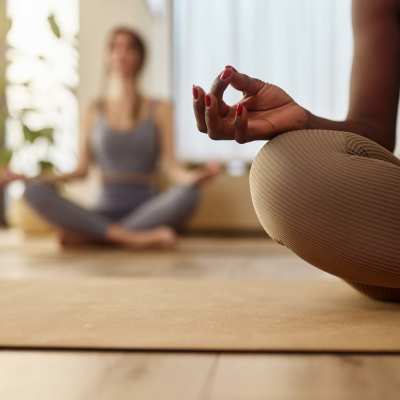 Woman doing yoga at LeSilve in Middleton, Wisconsin