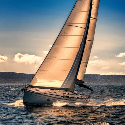 Sailboat near Portside Ventura Harbor in Ventura, California
