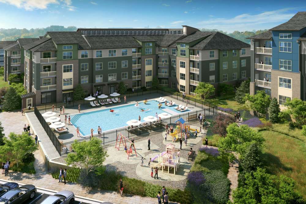 Apartment pool at Elms Shady Grove in Rockville, Maryland