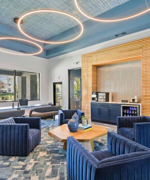 Luxury lounge with chairs at Collier in Pflugerville, Texas