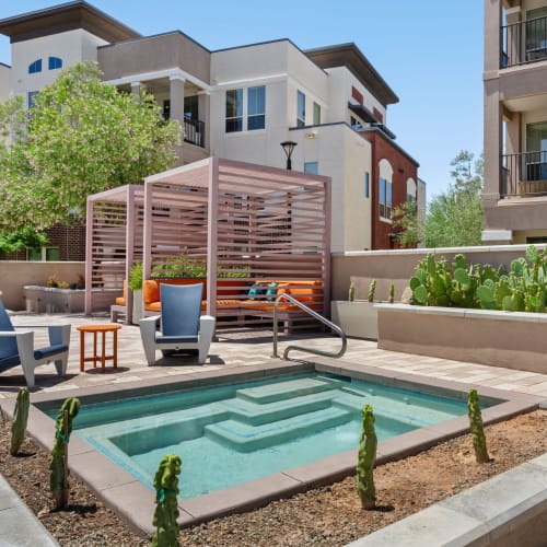 Sparkling resort-style pool at Town Commons in Gilbert, Arizona