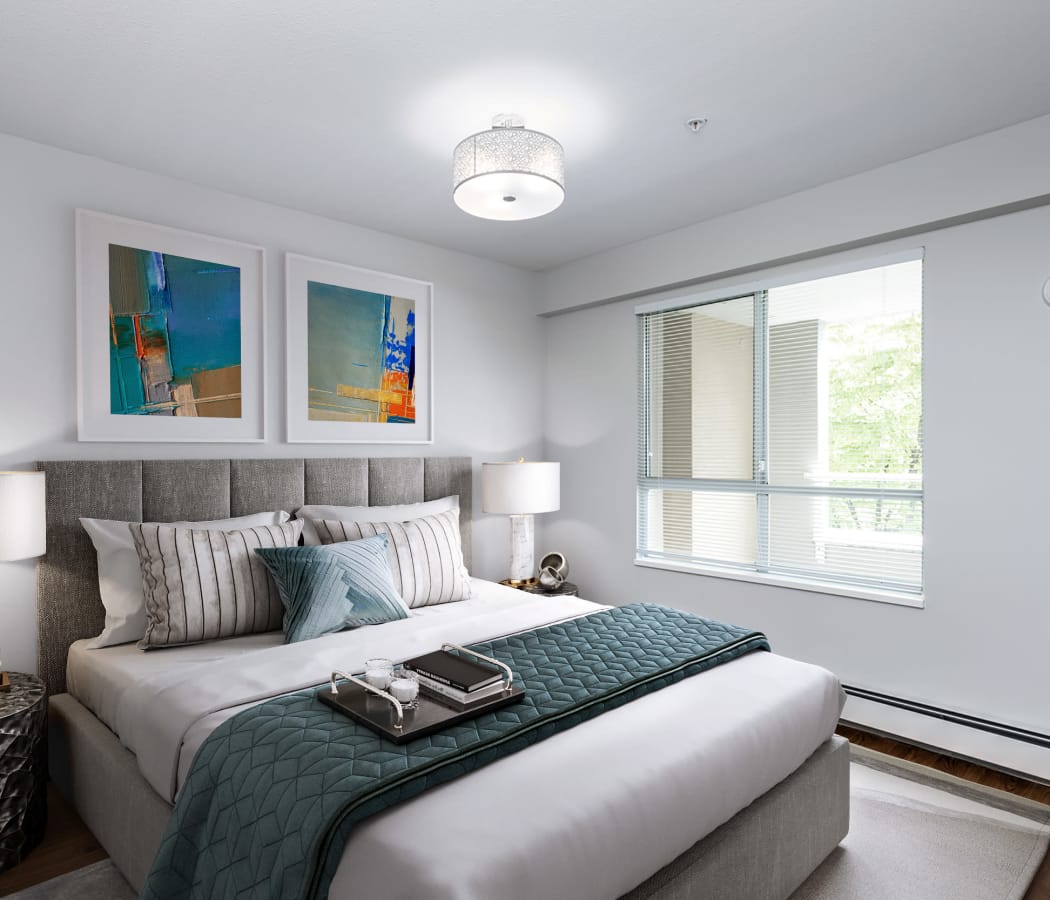 Large bedroom windows at Larchway Gardens in Vancouver