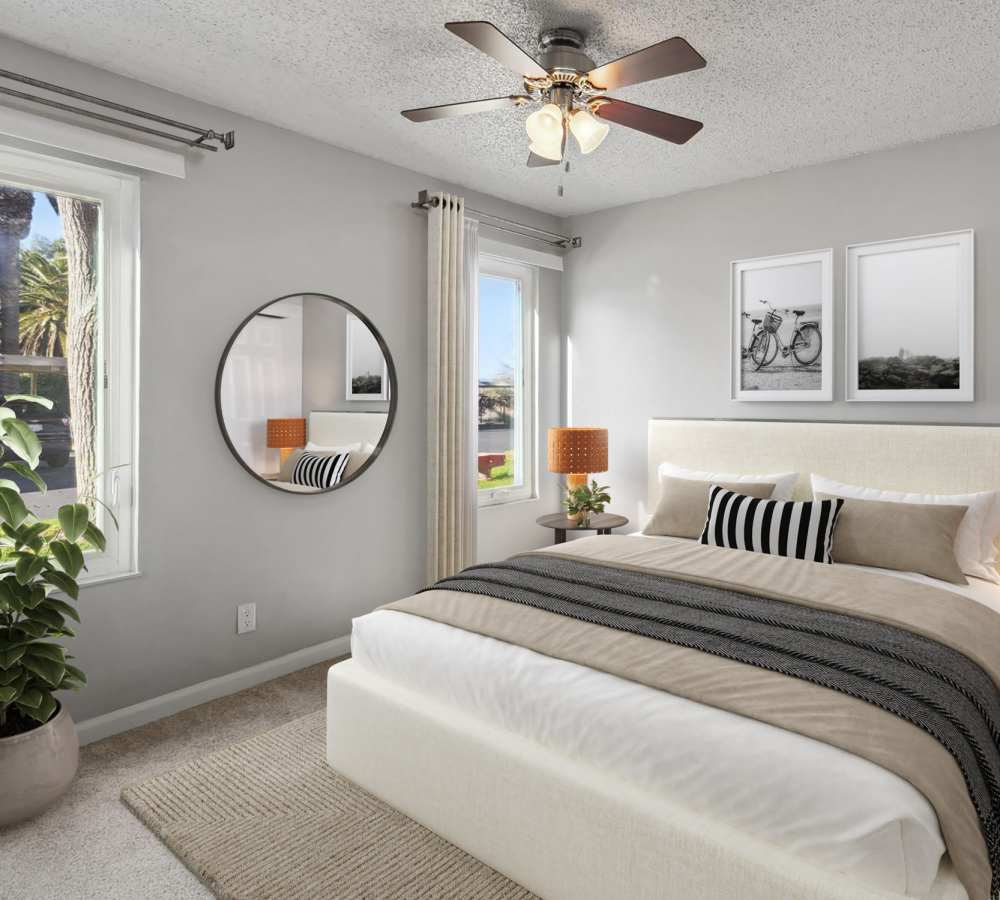 Bedroom with a lot of natural light