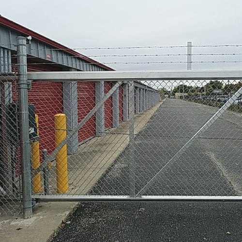 Electronic gate at the entrance to Red Dot Storage in Racine, Wisconsin