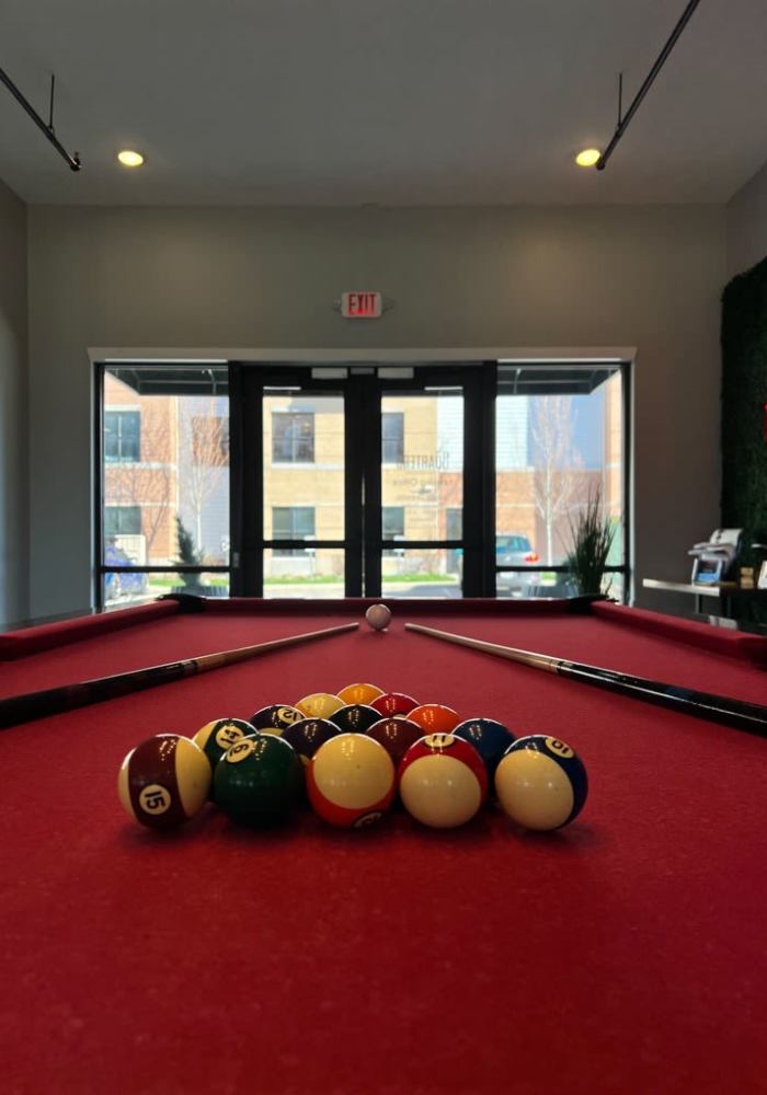 Billiards table at The Quarters at Bloomington in Bloomington, Indiana