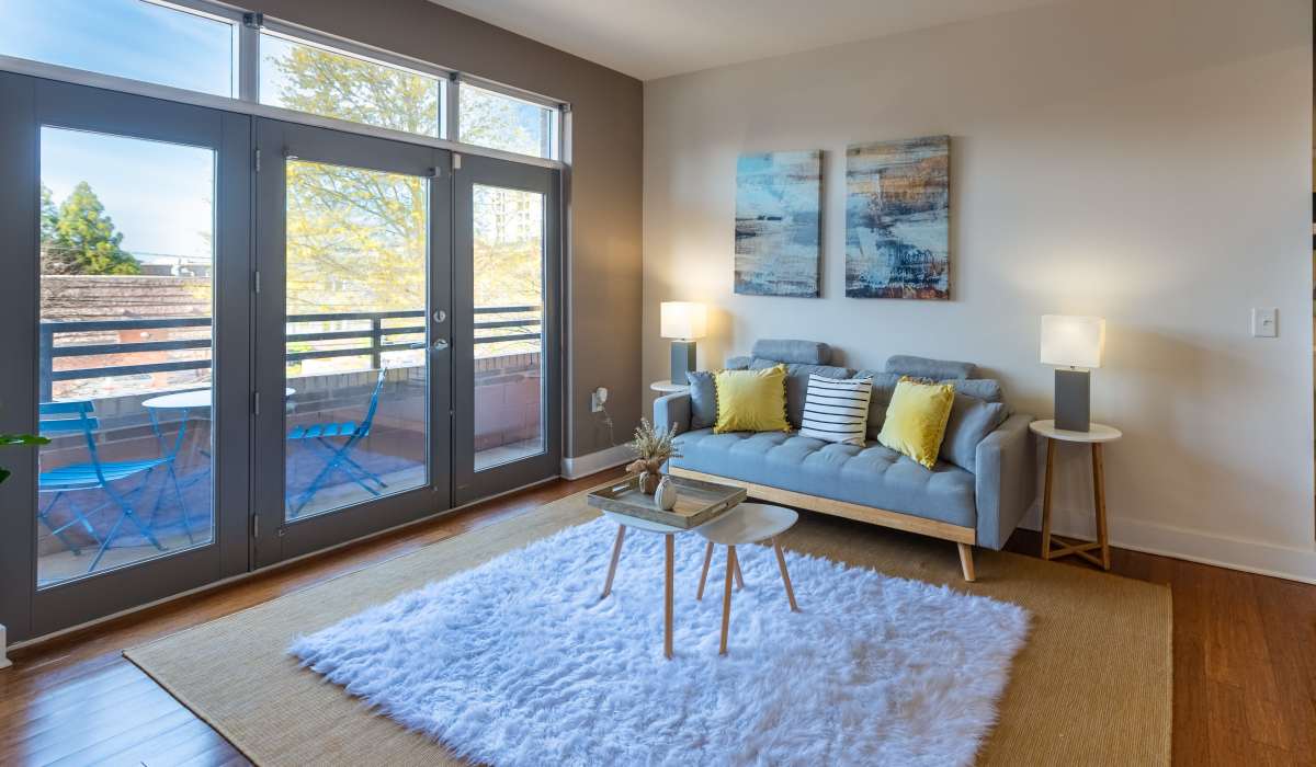Cozy living room with carpet at Cedar Broad, Richmond, Virginia