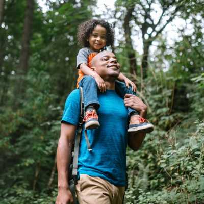 Residents out on a hike with his son near The Madison in Charlotte, North Carolina