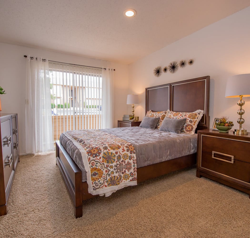 Master bedroom in model home at Windsail Apartments in Tulsa, Oklahoma
