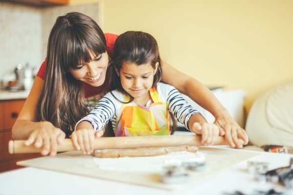 mother and daughter baking at Cloverbasin Village in Longmont, Colorado