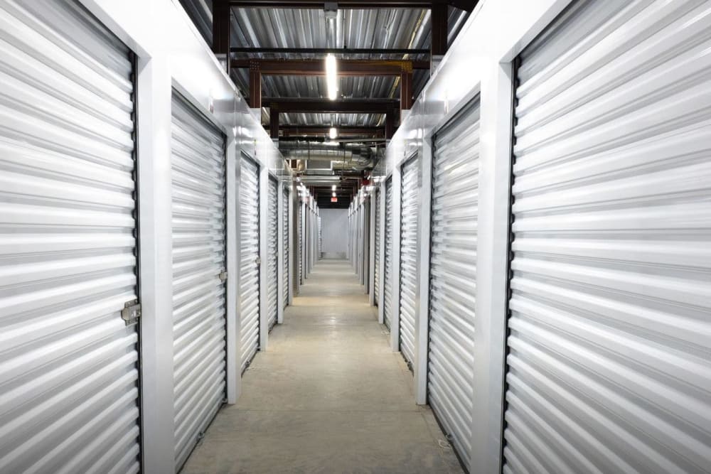 A row of climate-controlled storage units at Avid Storage in Inlet Beach, Florida