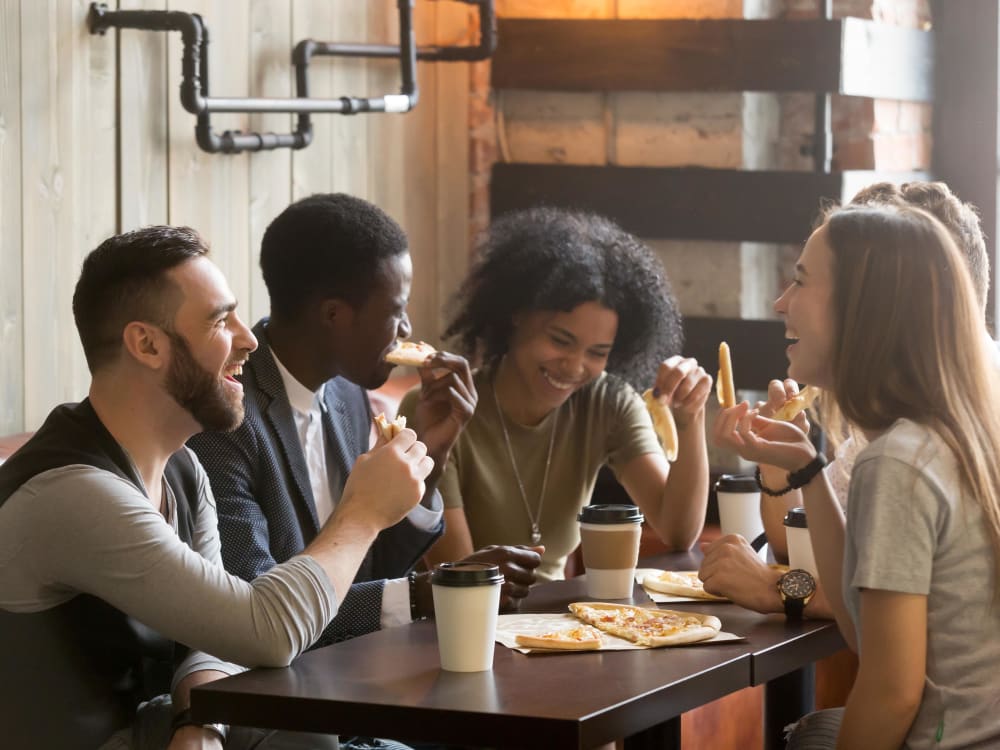 Friends at a local coffee shop near Alley South Lake Union in Seattle, Washington