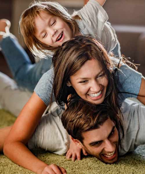 Happy family at View at Blossom Hill in San Jose, California
