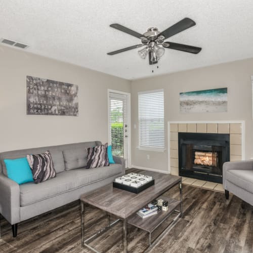 A furnished living room at Avisa Lakes in Orlando, Florida