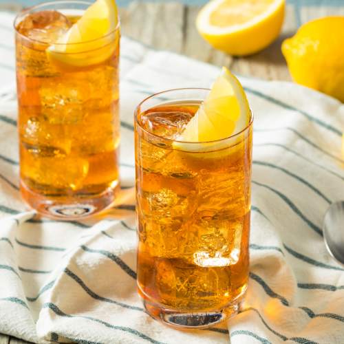 Two glasses of lemonade on a table at Valley Park Apartments in West Valley City, Utah