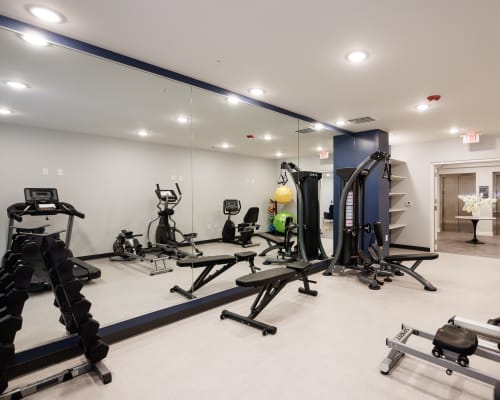 Fully equipped fitness room at Gilfield Park in Charlotte, North Carolina