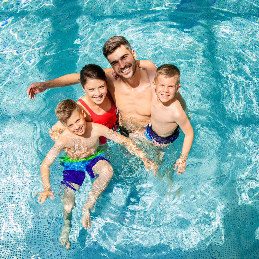 Residents in swimming pool at Banyan Club East in Pompano Beach, Florida