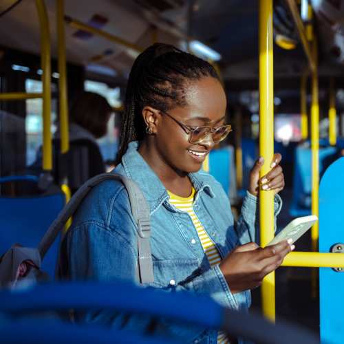 Resident travelling in bus near Williston Pointe in Gainesville, Florida
