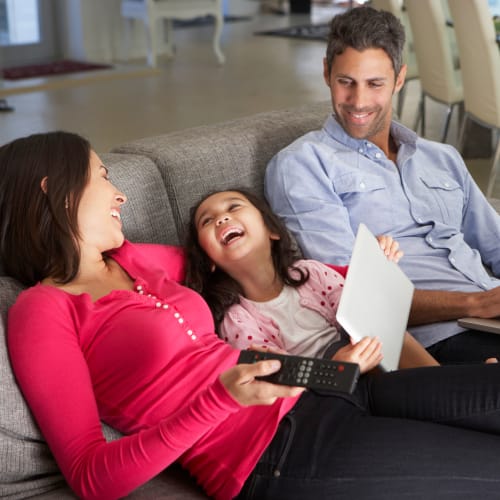 A happy family at The Village at NTC in San Diego, California